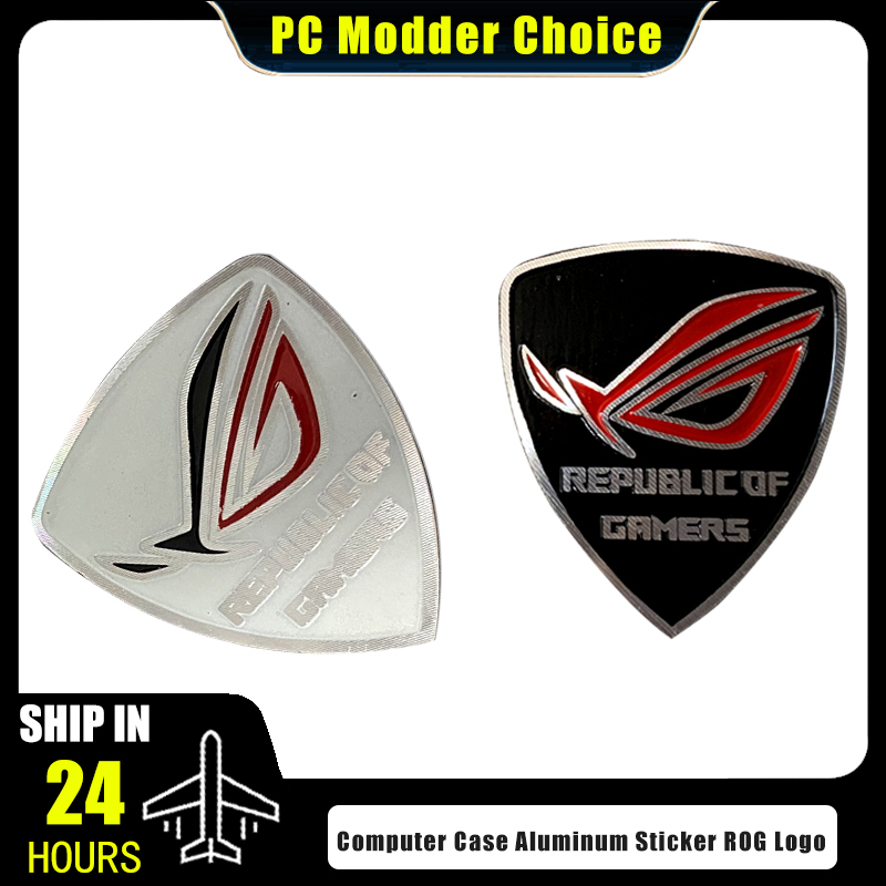 Pc Gaming White - Computerkast Aluminium sticker ROG Logo Gamer