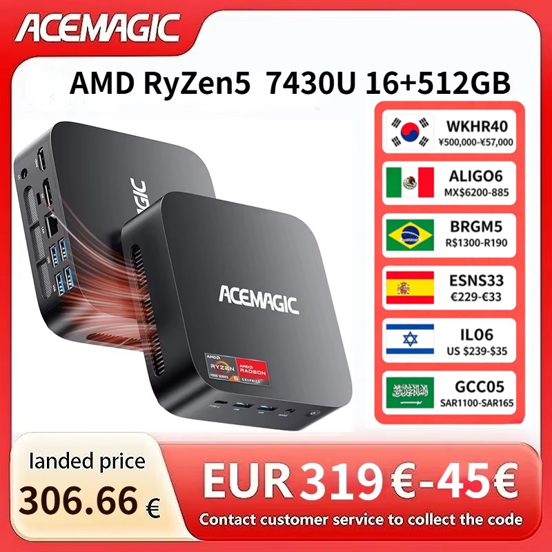 Pc Gaming White - ACEMAGIC AMD Ryzen 5 7430U Mini
